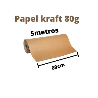Papel Pardo Kraft 60cm x 5,00 Metros - Bobina para Embalagem Envio e Postagem Barato Marrom Pacote Embrulho