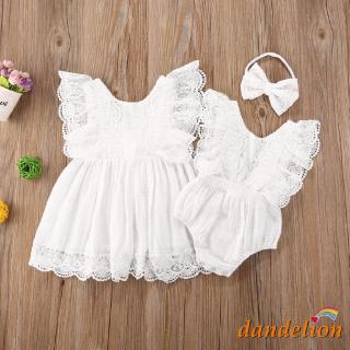 ✨-Summer Baby Girl Clothes Sister Matching Outfits Lace Tutu Romper Jumpsuit /Lace Floral Dress Sundress