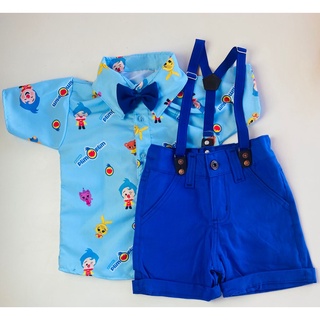 CONJUNTO HERÓIS DO COARAÇÃO - PALHAÇO PLIM PLIM roupa infantil para menino Camisa Gravata Bermuda e Suspensório (2)