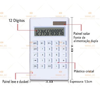 Calculadora De Mesa Ultra Fina Com 12 Dígitos Energia Solar Com Botão Grande De Cristal Compacto Ecooda ds2235 WANGBR