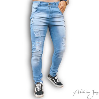 KIT 10 calças masculina jeans destroyed rasgada slim skinny atacado sacoleira oferta (2)