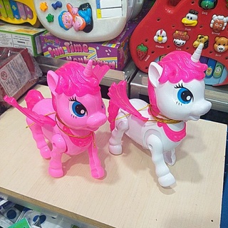 Cavalinho unicórnio que anda com luz e toca música cavalo de brinquedo unicornio a pilha para meninas ponei poney poninho