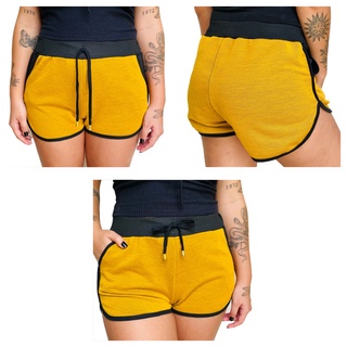 Kit 10 Shorts Femininos Moletinho c/ Bolso Elástico Cadarço - short feminino soltinho shortinho roupas feminina revenda atacado (8)