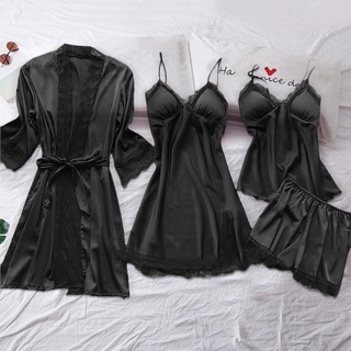 Conjuntos De Pijama Robe Roupão Feminino Hobby Noiva Sexy Renda Luxo (7)