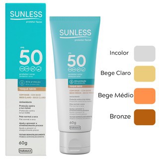 Protetor Solar Toque Seco Facial Anti-Envelhecimento Fps-50 Com Base 60g - Sunless (1)