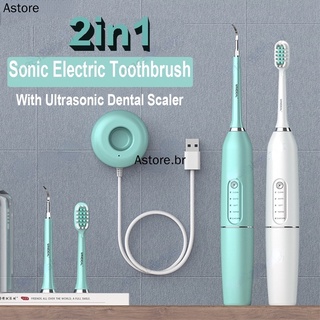 2 Em 1 Elétrico Ultrassônico Sonic Dental Scaler Escova De Dente USB