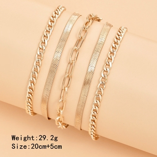 5 Pcs/Set Punk Snake Chain Link Chain Anklets for Women Simple Gold Geometric Ankle Bracelet on Leg Foot Jewelry Accessories (2)