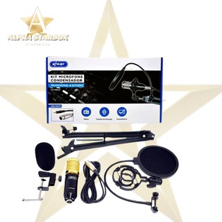 Kit Microfone De Estudio Profissional Condensador Knup Pop Filter Aranha Youtuber P2 - KP-M0010 (4)