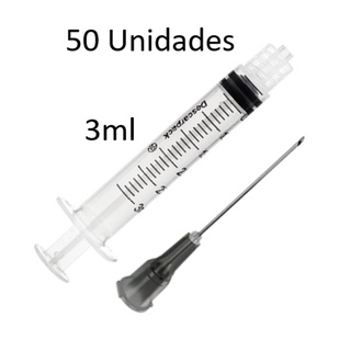 50 UNID Seringa 3ml Rosca + Agulha 25x7 (Seringa Descarpack + Agulha Medix)
