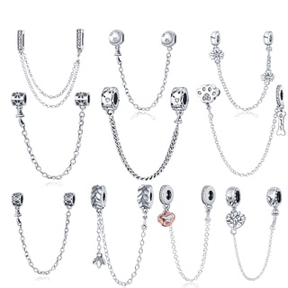 Charms Da ley plata 925 Silver Safety Chain Pandora Original Bracelet Necklace Ladies Fashion Pendant Gift Jewelry Exquisite Plata 925