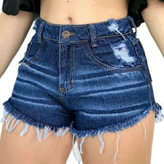 Short Jeans Feminino Cintura Alta Destroyed