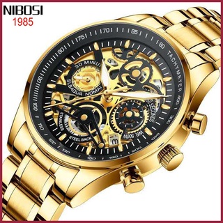 Relógio de Pulso NIBOSI / Relógio de Quartzo de Marca de Luxo em Aço Inoxidável com Cronógrafo Masculino Fashion