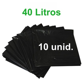 Saco de Lixo Preto Fino 40 Litros com 10 unidades
