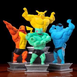 [16cm]Tik Tok Paródia Hot Pok Mon Figuras Muscle Pikachu/Bulbasaur/Squirtle/Charizard Modelo Ornamentos De Brinquedo
