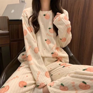 Moda Outono-Inverno Pijama Feminino Infantil De Lã Coral Grosso Quente