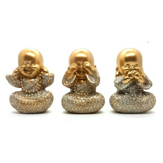 Trio De Buda Bebê Cego Surdo Mudo Baby Buda Estatueta 9 cm