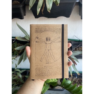 Sketchbook Caderno Homem Vitruviano Leonardo Da Vinci com Elástico e Marca Página
