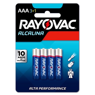 04 Pilhas AAA Palito Alcalina Rayovac 1 Cartela