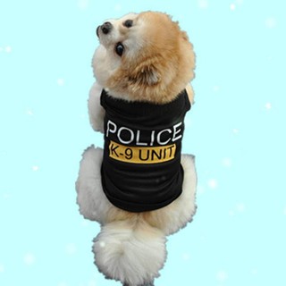 Pequeno Cão Gato Preto Colete Elástico Polícia Filhote De Cachorro Do Animal De Estimação Roupas (3)