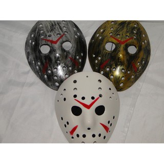 Mascara Jason Luxo Imita Aço Inoxidável Halloween Cosplay Festa Fantasia Sexta Feira 13 Prata Dourada e Branco