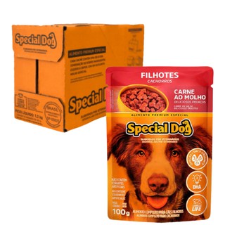 12 unidades Ração úmida Sache FILHOTES CARNE Premium Special Dog para cães cachorros original caixa lacrada