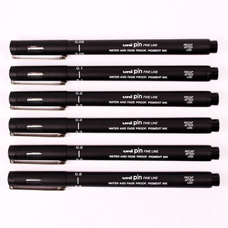 6 Pcs UNIPIN Drawing Needles Pen Fine Liner Pen Pigma Micron Pens Markers Pen