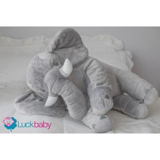 Almofada Travesseiro Elefante Bebê Pelúcia /80 cm - Cinza / Cinza C/ Rosa