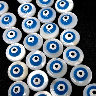 Olho grego madrepérola azul claro redondo 11 mm / unidade