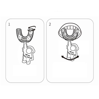 ALISOND1 Escova De Dentes Infantil Portátil 360 Graus Desenho Animado Foguete U-shape (4)