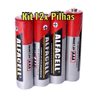 Kit 12x Pilhas AAA Alfacell Palito Super Hyper 3 Cartelas C/ 4 Unidades (1)