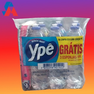 YPÊ - Kit com 6 Detergentes Clear + 3 Esponjas Multiuso