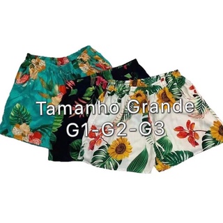 Kit 3 Pç Shorts Feminino Plus Size Bermuda Viscose Estampada/Liso Floral Atacado Cores Variadas Revenda (1)