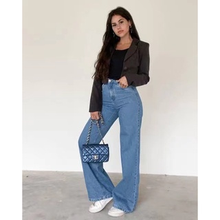 feminina Calça Jeans fabrica Wide Leg Pantalona Cintura Alta Moda Atual