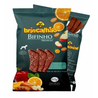 Bifinho Snack Para Cachorro - Sabor Frutas e Legumes - Com Ingredientes Naturais - Brincalhão - 60GR