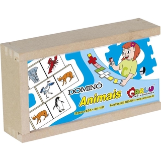 Jogo Educativo Domino Animais Em Mdf 28 Pcs Carlu Brinquedos