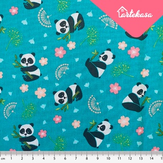 Tecido Tricoline Coleção Urso Panda - 100% algodão - 25cm x 1.50m - Patchwork / Decoupage