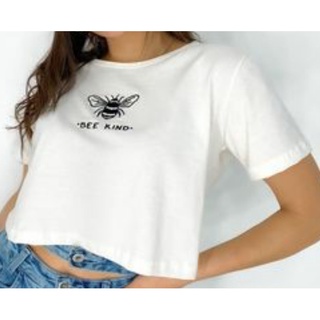 Blusinha T-shirt Bee feminina Cropped Camiseta Blusa moda gringa