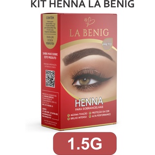 Kit Henna para sobrancelha la benig Profissional 1,5g Kit escolha a sua cor