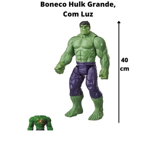 Boneco Brinquedo Hulk Heróis Avengers 40cm com Luz/Led Grande Verde Gigante Brinquedo Infantil