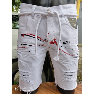 bermudas masculina jeans rasgado com cordão slim lançamento (2)