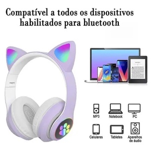Fone Orelha de Gato Gatinho Cat Infantil Adulto 5.0 Bluetooth Ear Com Led Rgb Headphone (8)