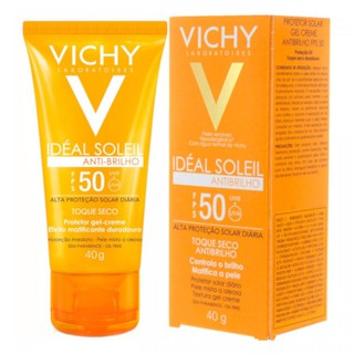 Protetor Solar Facial Vichy Idéal Soleil Antibrilho FPS 50 40g