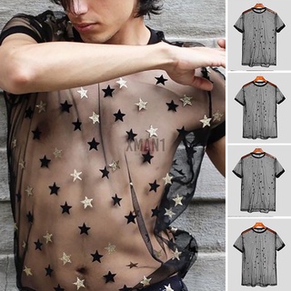 Camiseta Masculina Sexy Transparente De Estrela