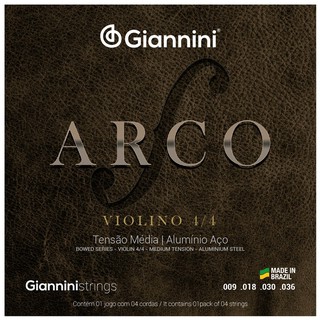 Encordoamento para Violino 4/4 Giannini Arco Alumínio Aço GEAVVA Média ISO9001