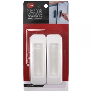 Puxador adesivo plástico para móveis portas e gavetas 2 unidades branco