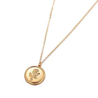 Fashion Rose Flower Charm Pendant Necklaces For Women Gift Vintage Coin Gold Color Chains Necklace Statement Jewelry (5)