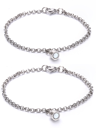 2pcs Simple Stainless Steel Magnet Suction Couple Bracelet Korean Ins Bracelet Valentine's Day Gift (7)