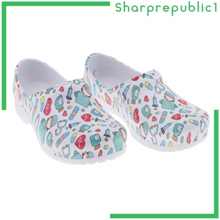 (Shpre1) 1 Par Sapato De Enfermagem Estampado Clássico Antiderrapante Confortável Impermeável Leve Resistente (3)