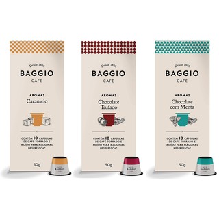 Capsulas de Café Baggio Aroma Caramelo, Chocolate Trufado, Chocolate com Menta Nespresso
