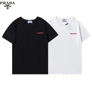 High quality printed PRADA T-shirt men and women loose short-sleeved cotton top ins tee